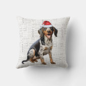 ブルーティックコンハウンドウオーターカラークリスマス クッション (裏面)