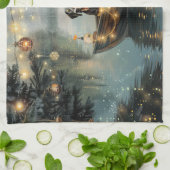 ブルーティックコンハウンドクリスマスフェスティバル航海 キッチンタオル (折り畳み)