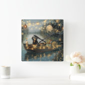 ブルーティックコンハウンドクリスマスフェスティバル航海 スクエア壁時計 (ホーム)