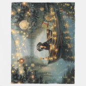 ブルーティックコンハウンドクリスマスフェスティバル航海 フリースブランケット (正面)