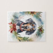 ブルーティックコンハウンドクリスマスリースフェスティバルカップ ジグソーパズル (横)