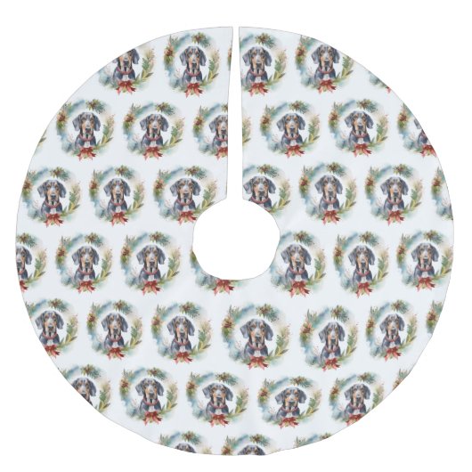 ブルーティックコンハウンドクリスマスリースフェスティバルカップ ブラッシュドポリエステルツリースカート (正面)