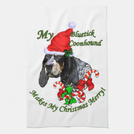 ブルーティックコンハウンドクリスマス キッチンタオル