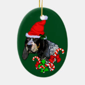 ブルーティックコンハウンドクリスマス セラミックオーナメント (裏面)
