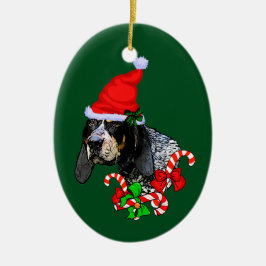 ブルーティックコンハウンドクリスマス セラミックオーナメント