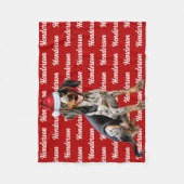 ブルーティックコンハウンドグッドネームクリスマスホリデー フリースブランケット (正面)