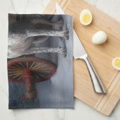 ブルーティックコンハウンドスノーイークリスマスデコール キッチンタオル (四つ折り)