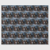 ブルーティックコンハウンドスノーイークリスマスデコール ラッピングペーパー (フラット)