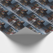 ブルーティックコンハウンドスノーイークリスマスデコール ラッピングペーパー (角)