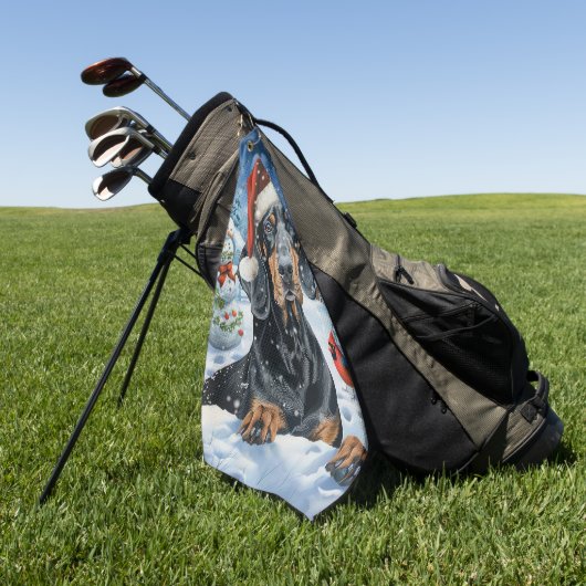 ブルーティックコンハウンドドウィンターワンダーランドクリスマス ゴルフタオル (グリーン)