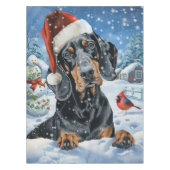 ブルーティックコンハウンドドウィンターワンダーランドクリスマス テーブルクロス (正面)