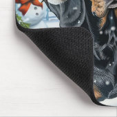 ブルーティックコンハウンドドウィンターワンダーランドクリスマス マウスパッド (コーナー)