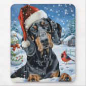 ブルーティックコンハウンドドウィンターワンダーランドクリスマス マウスパッド (正面)