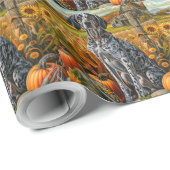 ブルーティックコンハウンドドッグオータムハーベストサンクスギビング ラッピングペーパー (ロールコーナー)