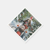 ブルーティックコンハウンドドッグクリスマス スタンダードカクテルナプキン (角)