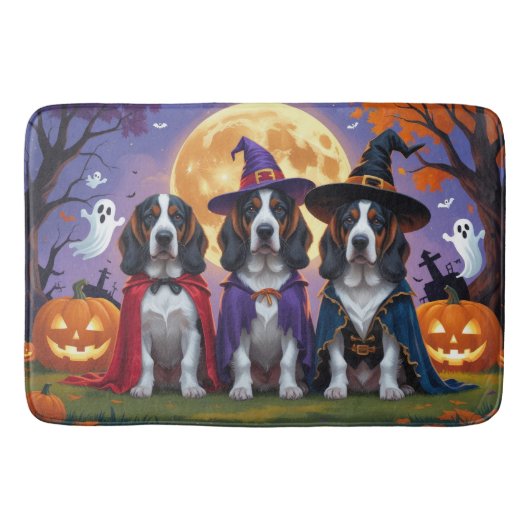 ブルーティックコンハウンドドッグスパンプキンハロウィンおもしろい バスマット (正面)