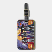 ブルーティックコンハウンドドッグスパンプキンハロウィンおもしろい ラゲッジタグ (正面縦)