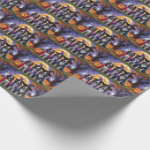 ブルーティックコンハウンドドッグスパンプキンハロウィンおもしろい ラッピングペーパー (角)