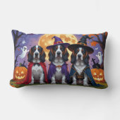 ブルーティックコンハウンドドッグスパンプキンハロウィンおもしろい ランバークッション (正面)