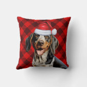 ブルーティックコンハウンドドッグバッファロープリッドクリスマス クッション (裏面)