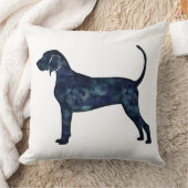 ブルーティックコンハウンドドッグブラックウォーターカラーシルエット クッション (ブランケット)