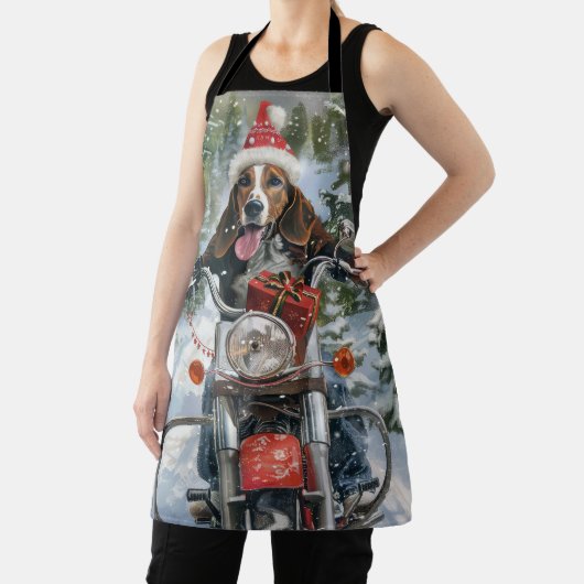 ブルーティックコンハウンドドッグライディングオートバイクリスマス エプロン (インサイチュ)