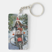 ブルーティックコンハウンドドッグライディングオートバイクリスマス キーホルダー (裏面)