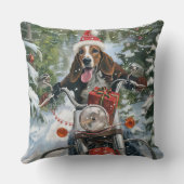 ブルーティックコンハウンドドッグライディングオートバイクリスマス クッション (裏面)