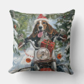 ブルーティックコンハウンドドッグライディングオートバイクリスマス クッション (正面)