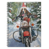 ブルーティックコンハウンドドッグライディングオートバイクリスマス ノートブック (正面)