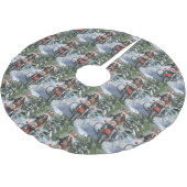 ブルーティックコンハウンドドッグライディングオートバイクリスマス ブラッシュドポリエステルツリースカート (アングル)