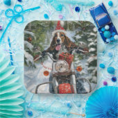 ブルーティックコンハウンドドッグライディングオートバイクリスマス ペーパープレート (パーティー)