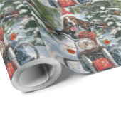 ブルーティックコンハウンドドッグライディングオートバイクリスマス ラッピングペーパー (ロールコーナー)