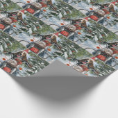 ブルーティックコンハウンドドッグライディングオートバイクリスマス ラッピングペーパー (角)