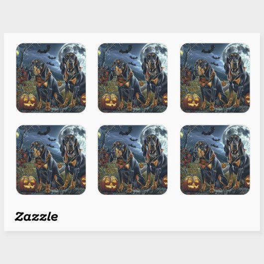 ブルーティックコンハウンドハロウィン不気味 スクエアシール (シート)