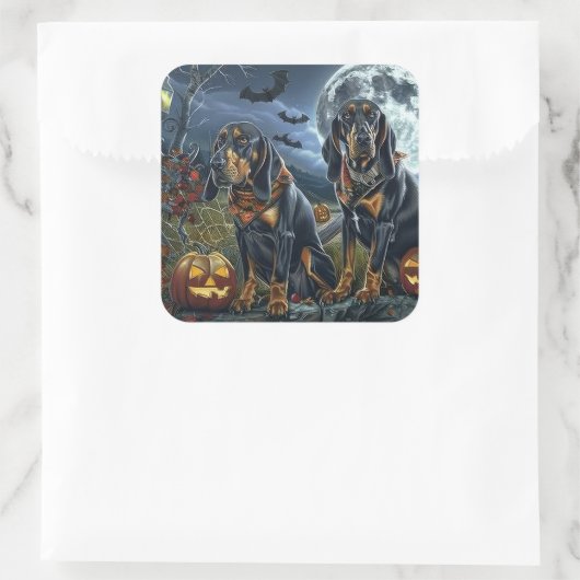 ブルーティックコンハウンドハロウィン不気味 スクエアシール (バッグ)