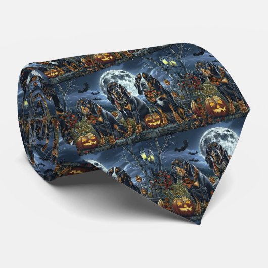 ブルーティックコンハウンドハロウィン不気味 ネクタイ (ロール)