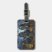 ブルーティックコンハウンドハロウィン不気味 ラゲッジタグ (正面縦)