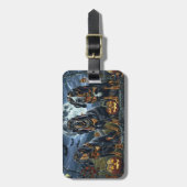 ブルーティックコンハウンドハロウィン不気味 ラゲッジタグ (正面縦)