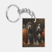 ブルーティックコンハウンドパピーオータムデライトカボチャ キーホルダー (正面左)