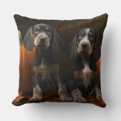 ブルーティックコンハウンドパピーオータムデライトカボチャ クッション (正面)