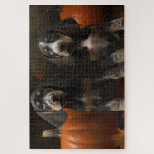 ブルーティックコンハウンドパピーオータムデライトカボチャ ジグソーパズル (縦)