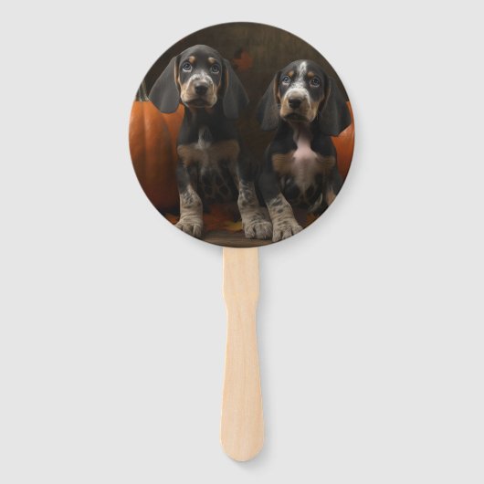 ブルーティックコンハウンドパピーオータムデライトカボチャ ハンドファン (正面)