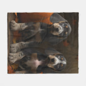 ブルーティックコンハウンドパピーオータムデライトカボチャ フリースブランケット (正面(横))