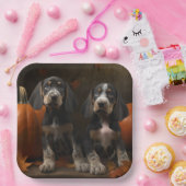 ブルーティックコンハウンドパピーオータムデライトカボチャ ペーパープレート (パーティー)