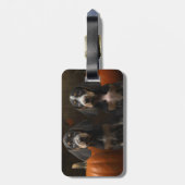 ブルーティックコンハウンドパピーオータムデライトカボチャ ラゲッジタグ (裏面縦)