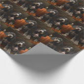 ブルーティックコンハウンドパピーオータムデライトカボチャ ラッピングペーパー (角)