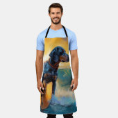 ブルーティックコンハウンドビーチサーフィン絵画ズ エプロン (着用した状態)