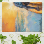 ブルーティックコンハウンドビーチサーフィン絵画ズ キッチンタオル (折り畳み)