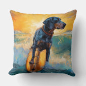 ブルーティックコンハウンドビーチサーフィン絵画ズ クッション (正面)